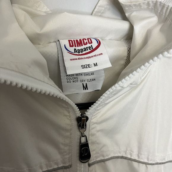 Dimco Apparel Jacket Bar Harbor Maine Medium White Windbreaker Removable Hood VG - Picture 4 of 11